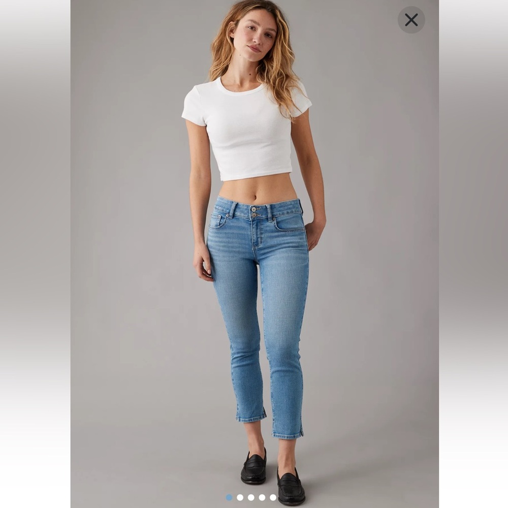 American Eagle Outfitters Women's Artist Crop Super Stretch Jeans - Dark Blue